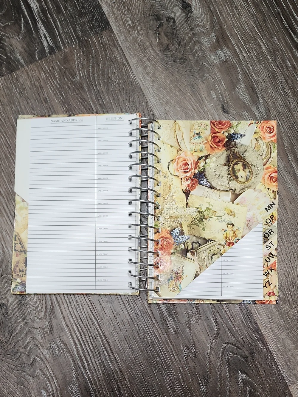 Vintage Hardcover Spiral Bound Floral Address Book - New